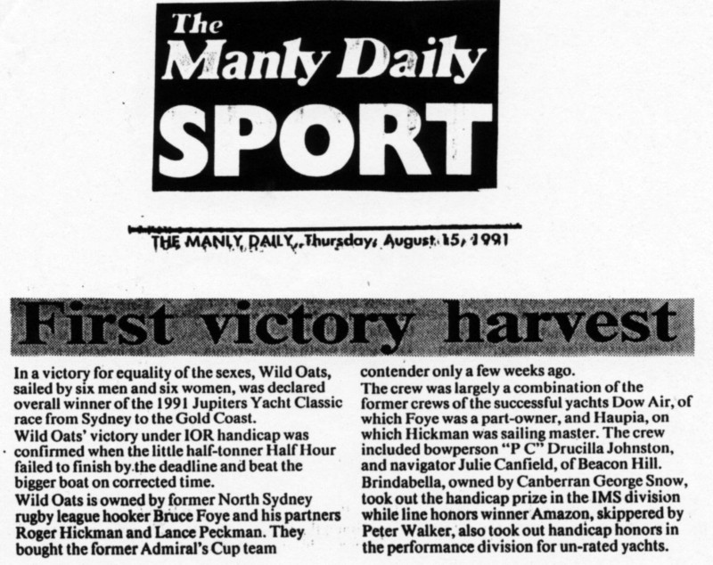 Frist Victory Harvest - Wild Oats in Manly Daily