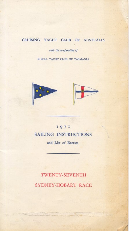 Sailing Instructions for the Sydney to Hobart 1971