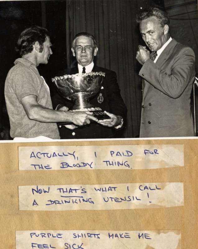 Gilbert Thomas (Tig) Collecting trophy in Hobart