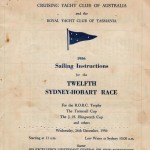 Sailing Instructions for Sydney to Hobart Yacht Race 1956 Page 1